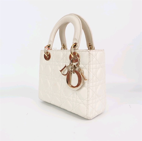 Túi Dior Lady sz Small màu trắng KG+
