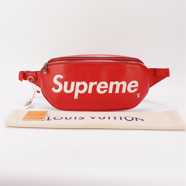 Túi LV đeo chéo Supreme vân đỏ +