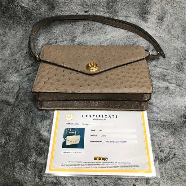 Túi xách Dior xám nâu hạt nổi KG+
