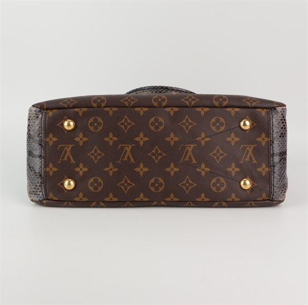 Túi LV hoa nâu viền da trăn +