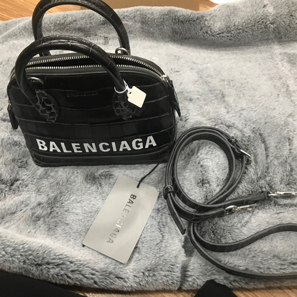 Túi GG&Balenciaga Alma da rắn xám +