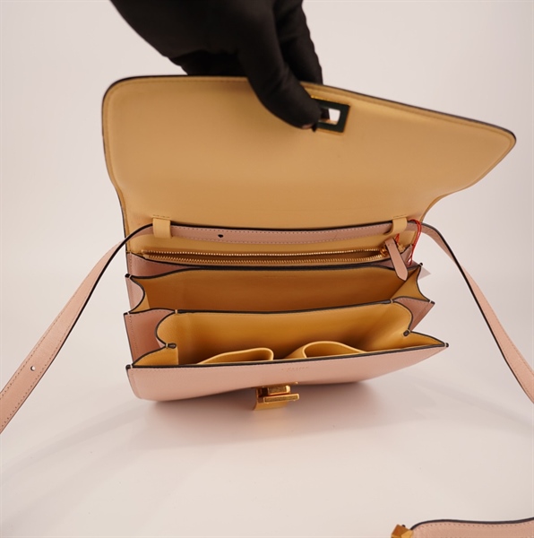 Túi Celine hồng nhạt khoá vàng+