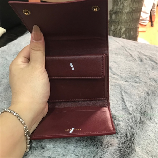 Ví Balenciaga gập 3 màu nâu đỏ +