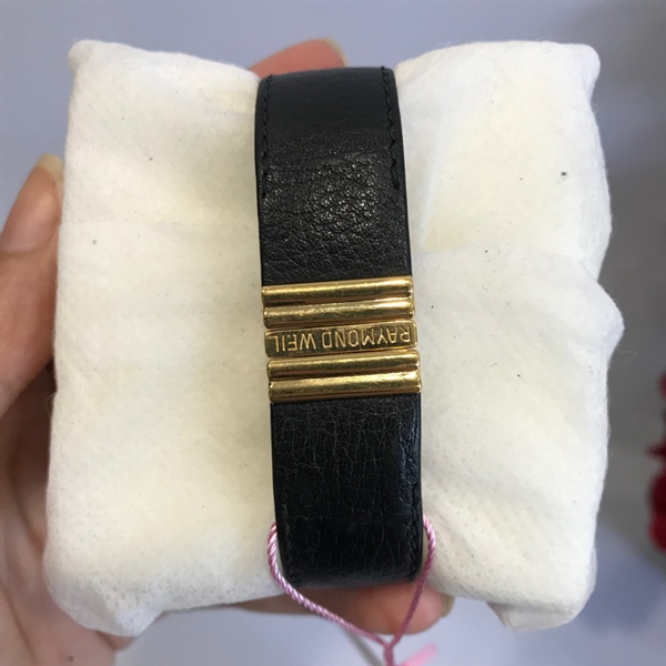 Đồng hồ Raymond weil geneven mặt vàng dây đen KG+