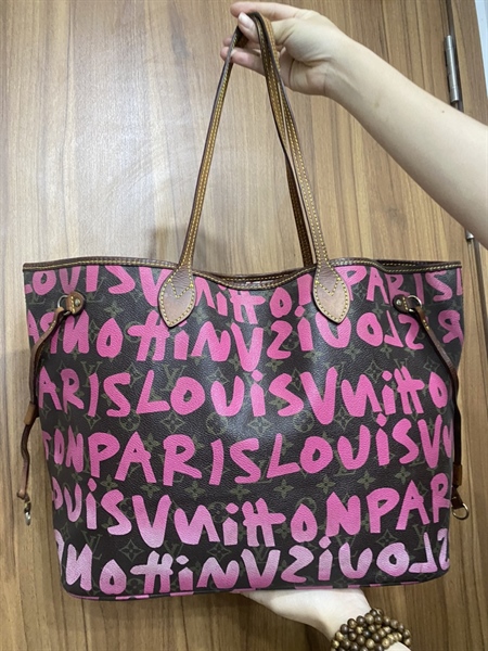Túi Neverfull LV grafiti hồng lòng hồng +