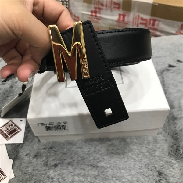 Thắt LƯng Moschino Đen TRơn M Nhỏ KG+