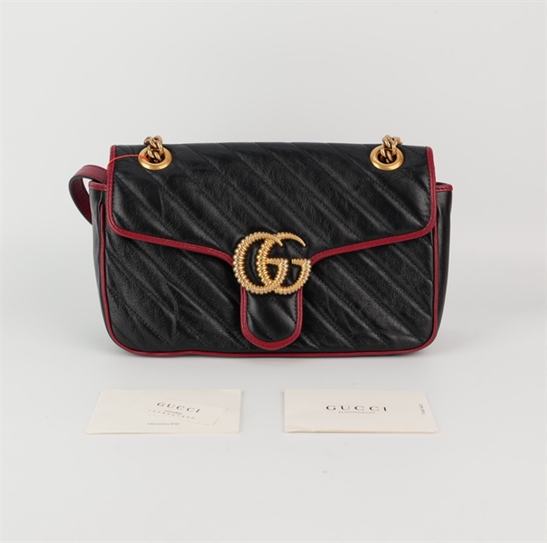 Túi GG marmont đen viền đỏ sz 24cm +