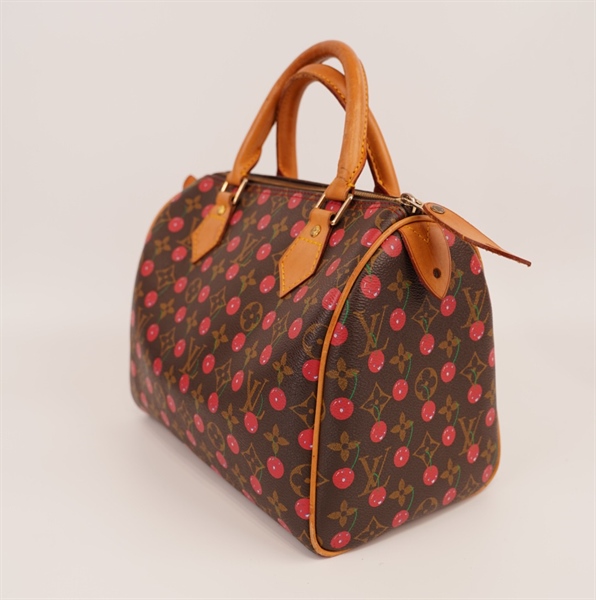 Túi LV Speedy hoa nâu chấm hồng ++