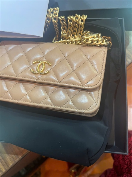 Túi Chanel màu nude dây xích +