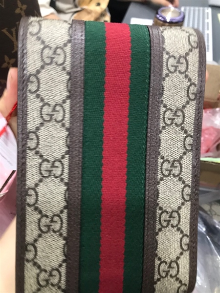 Túi Đeo Chéo GG Xám Sọc Đỏ Xanh Rêu+