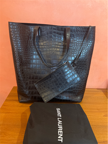 Túi YSL tote vân da đen kèm pound KG+