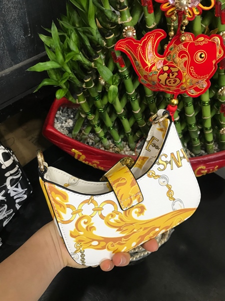 Túi VERSACE Nhỏ Trắng Lá Vàng KG+
