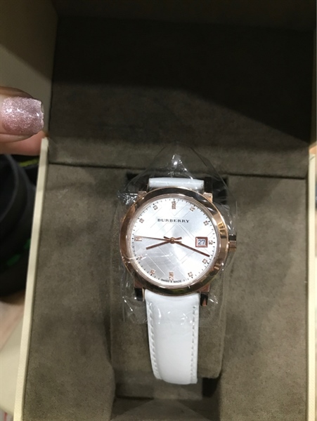 Đồng hồ nữ BBR mặt tròn lớn dây da trắng KG+