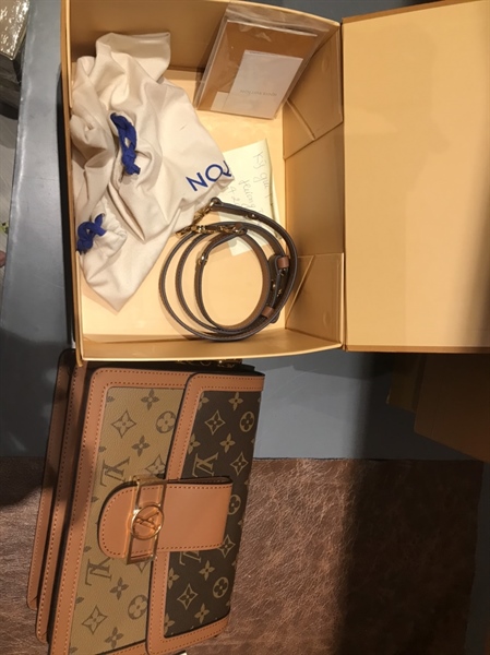 Túi LV hoa nâu nắp gập size 23cm KG+