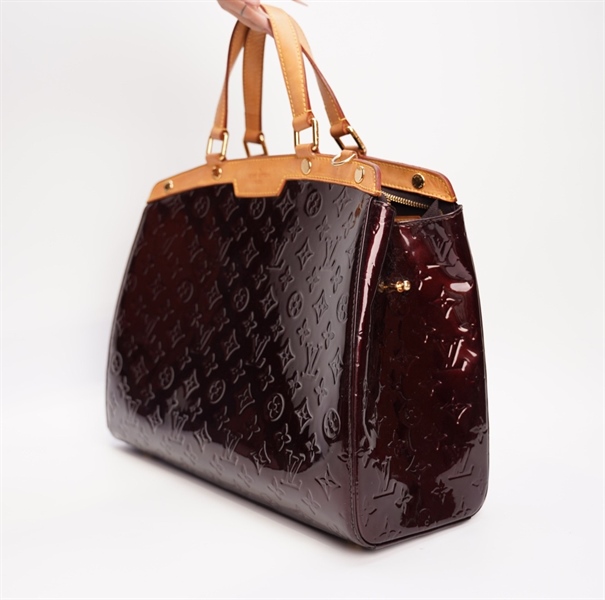 Túi LV tote hoa nâu bóng 35cm TB+