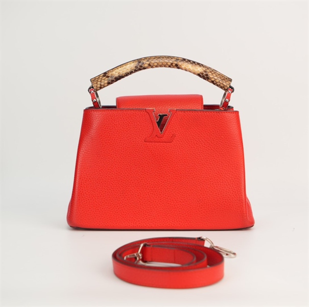 Túi LV Capu màu đỏ quai da trăn +