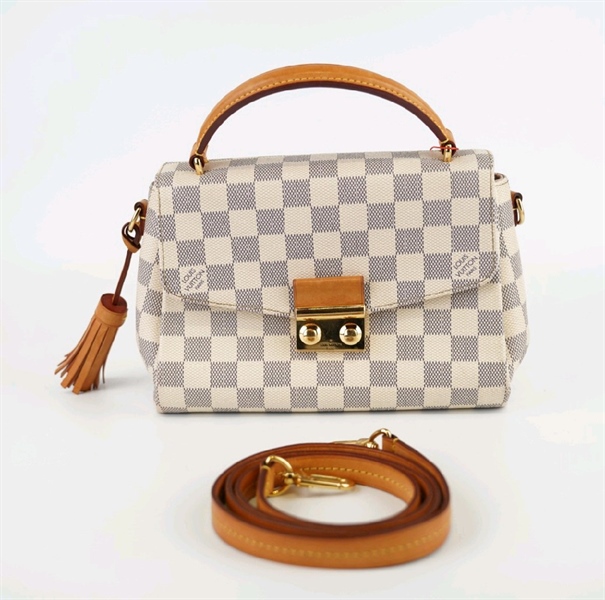 Túi LV ô vuông kem lòng hồng +