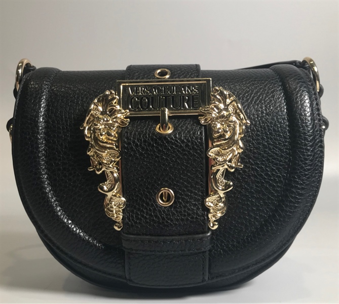 Túi versace đen khoá bông vàng KG+