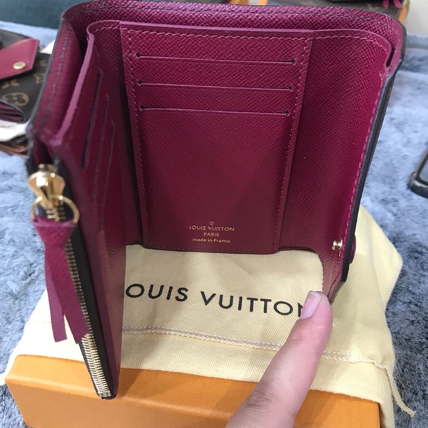 Ví LV Gập 3 Nút Cam Lòng Đỏ+