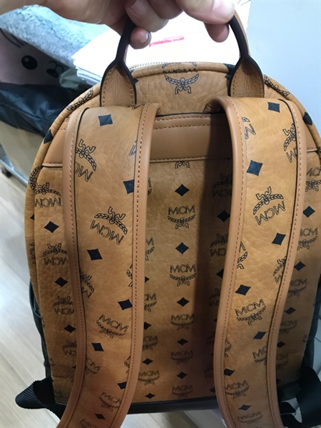 Balo MCM Vàng Phối Trắng KG+