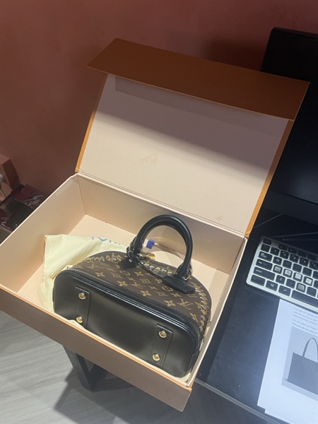 Túi LV alma hoa nâu đính đá KG+