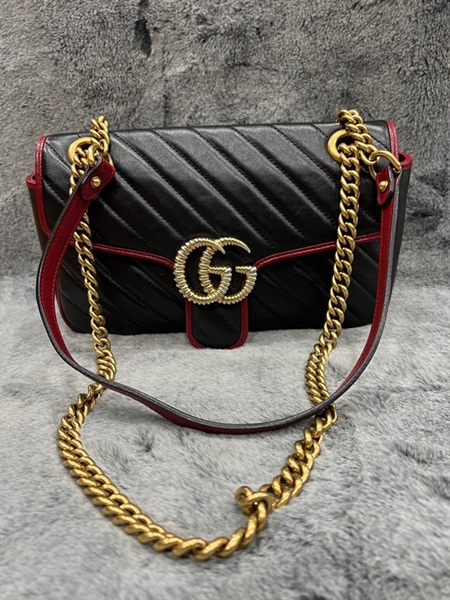 Túi Gucci marmont đen viền đỏ +