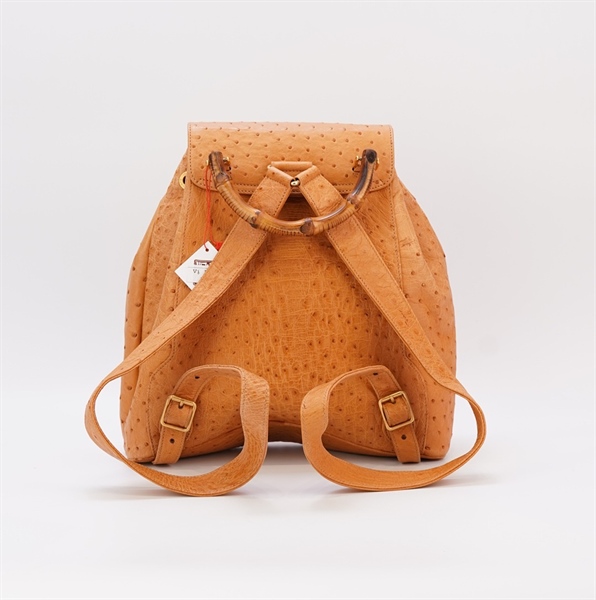 Balo GG da đà điểu màu cam quai trúc +