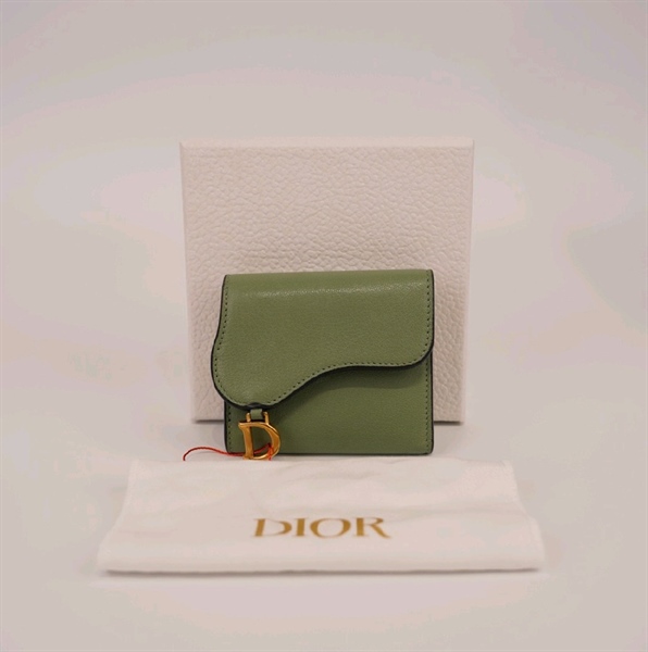 Ví Dior gập 3 màu xanh ngọc KG+