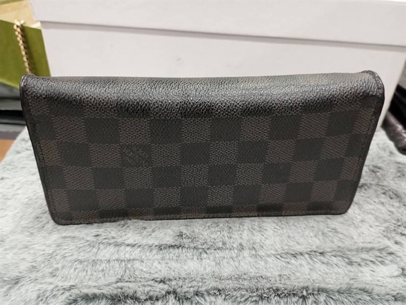 Ví LV gập đôi ô vuông nâu đen KG+