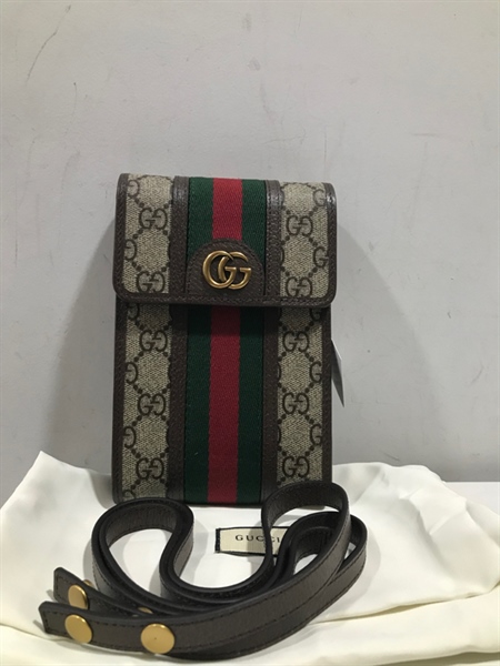 Túi Đeo Chéo GG Xám Sọc Đỏ Xanh Rêu+