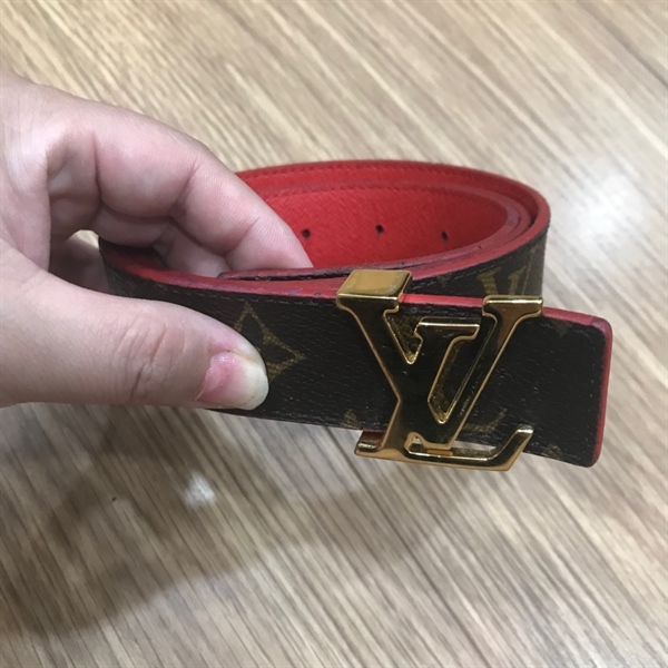 Thắt lưng LV hoa nâu mặt vàng +