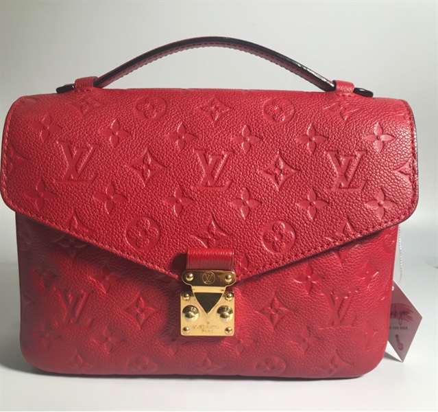 Túi LV đỏ 2 hoa LV vuông lớn KG+