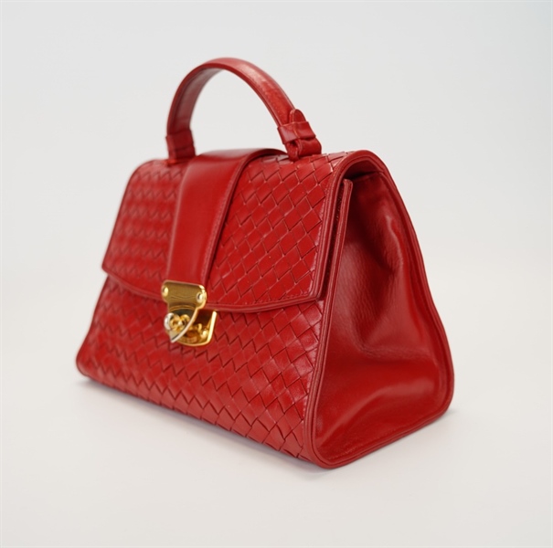 Túi Bottega lưới đan đỏ +