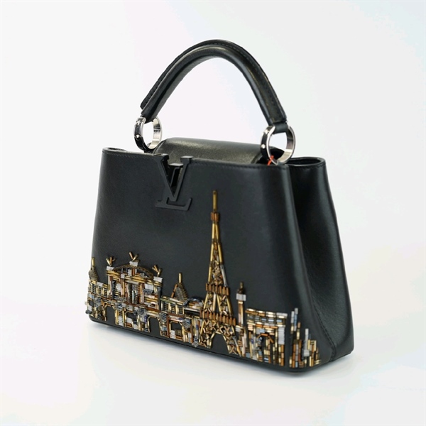 Túi LV capu đen viền đáy đính đá +