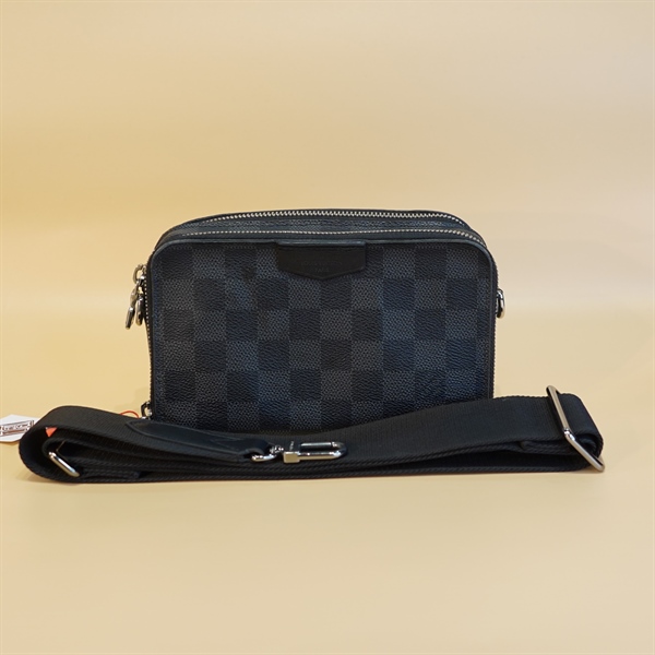 Túi LV đeo chéo ô vuông xanh đen 2zip+