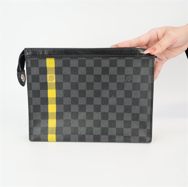 Túi LV ô vuông phối chỉ vàng TB+