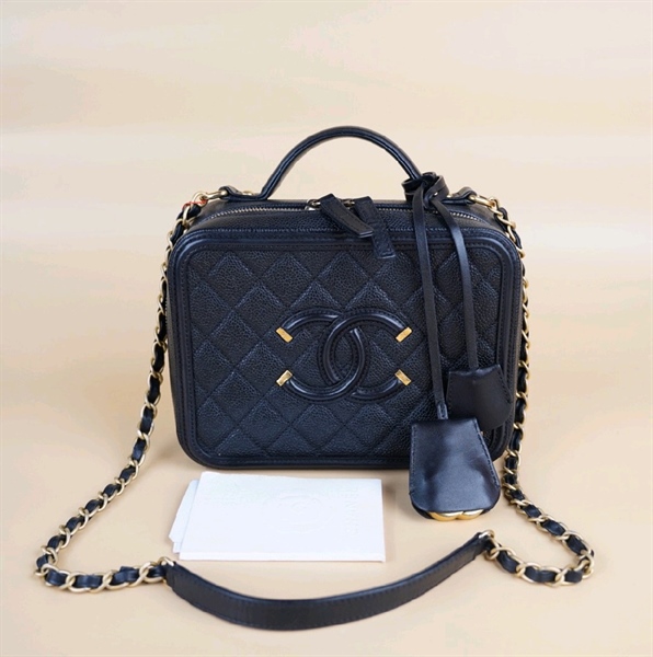 Túi Chanel Vanity màu đen vuông KG+