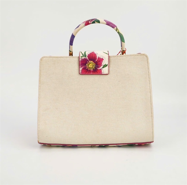 Túi Salvatore trắng phối hoa size 22 +