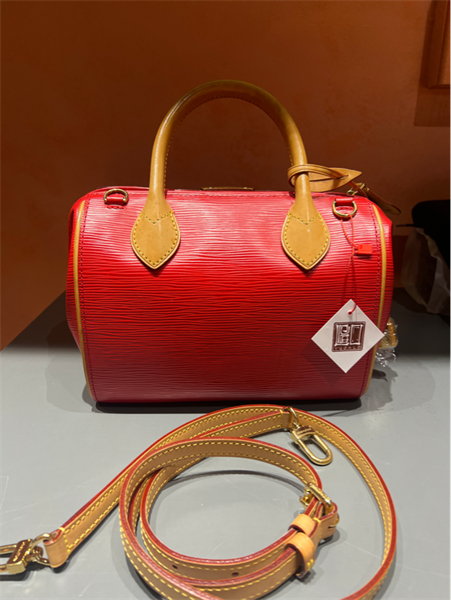 Túi LV speedy đỏ quai vàng +