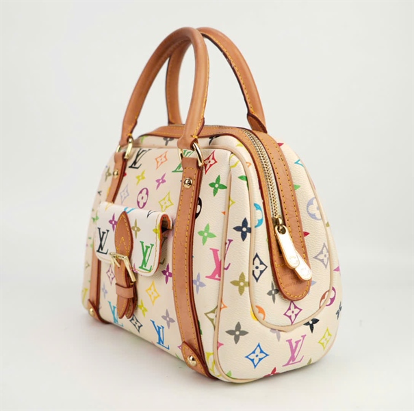 Túi LV hoa màu quai da cầm tay size 22 ++