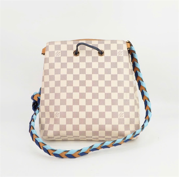 Túi LV ô vuông quai xanh lòng xanh nhạt size 25 ++