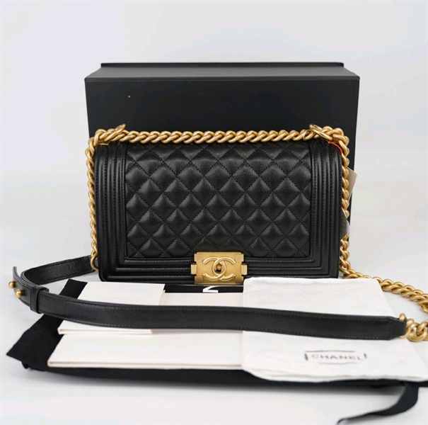 Túi Chanel Boy đen sz27cm KG+