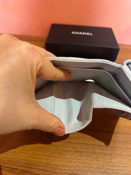 Ví Chanel gập 3 màu xanh ngọc+