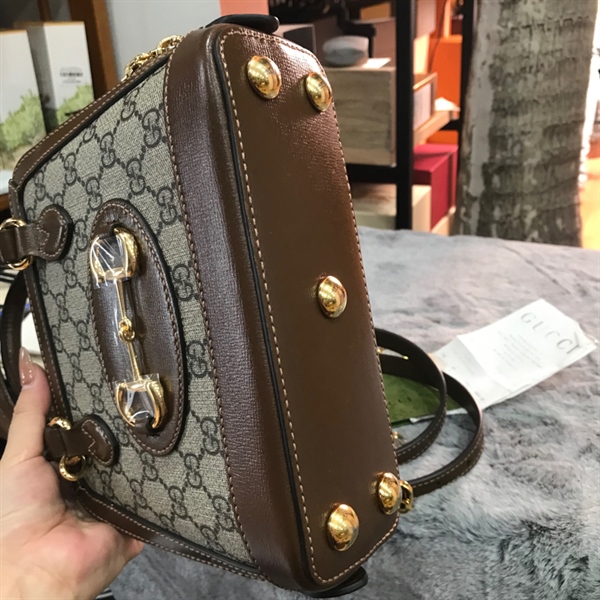 Túi GG Alma xám đế nâu +