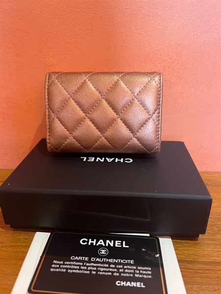 Ví Chanel gập 3 màu đồng+