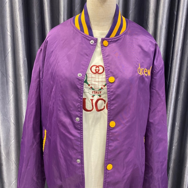 Áo bomber Drew tím cúc vàng