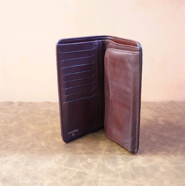 Ví Chanel gập 2 màu đen KG+