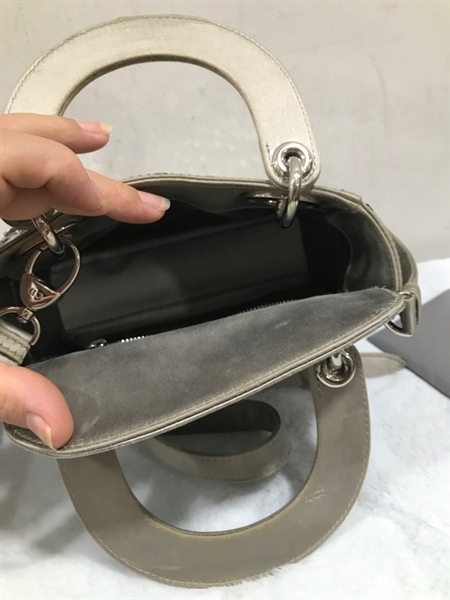 Túi Dior Lady xám size 17cm KG+