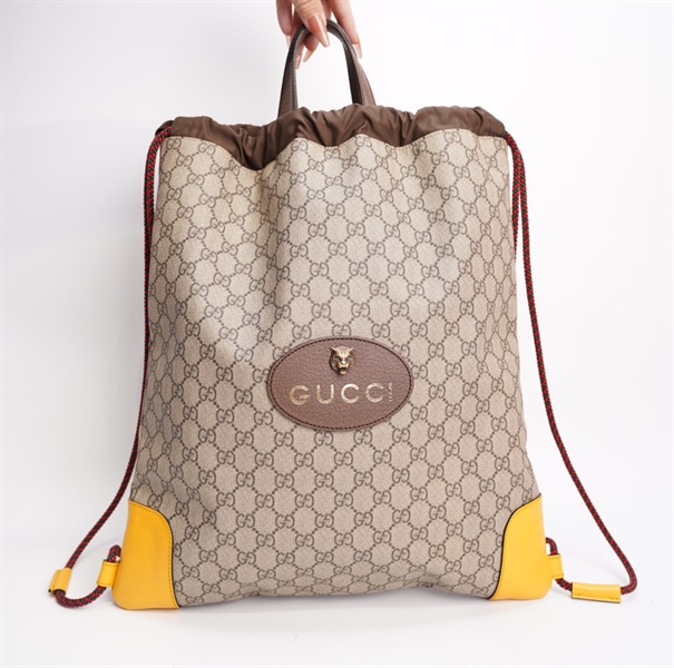 Balo GG rút xám nâu đầu hổ 35cm TB+