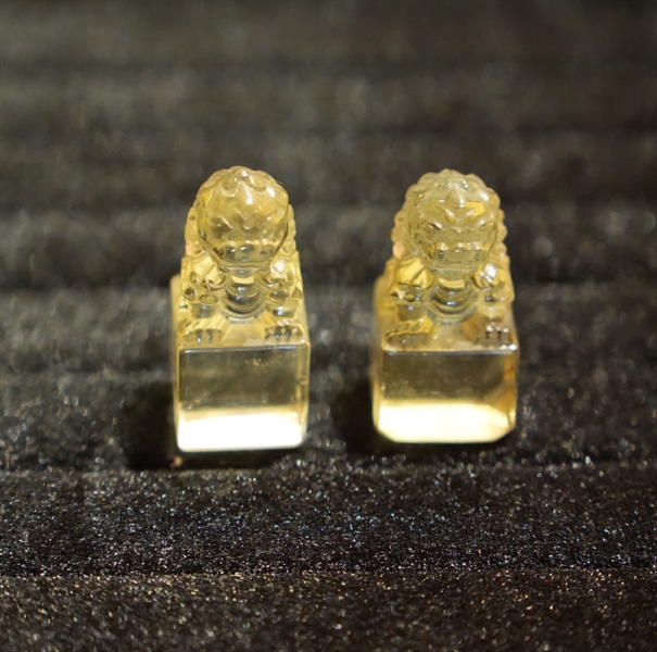 Cặp ấn sư thạch anh vàng +